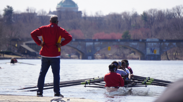rowing coach on dock 